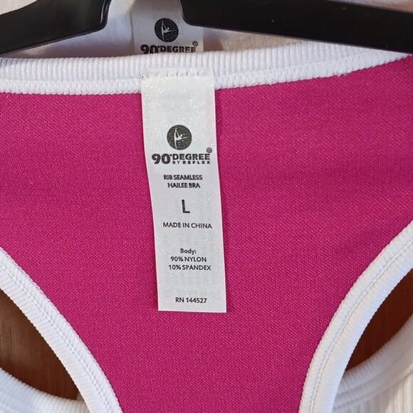 90 Degrees (L) 2-Pack Rib Seamless Hailee Sports Bra Berry/White Removable Pads - Picture 2 of 6